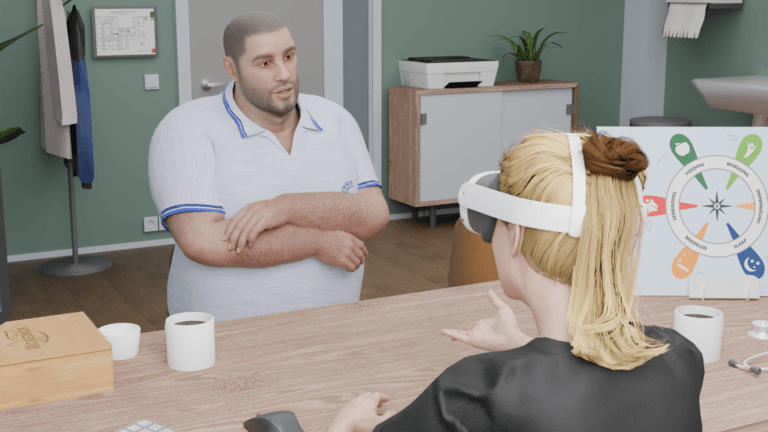 VR-beeld van gesprek tussen twee personen