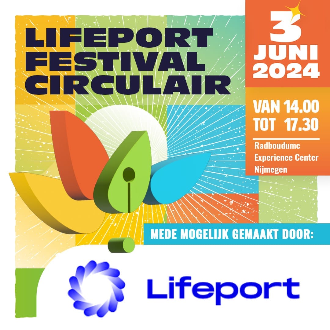 Aankondiging Lifeport Festival Circulair met logo Lifeport